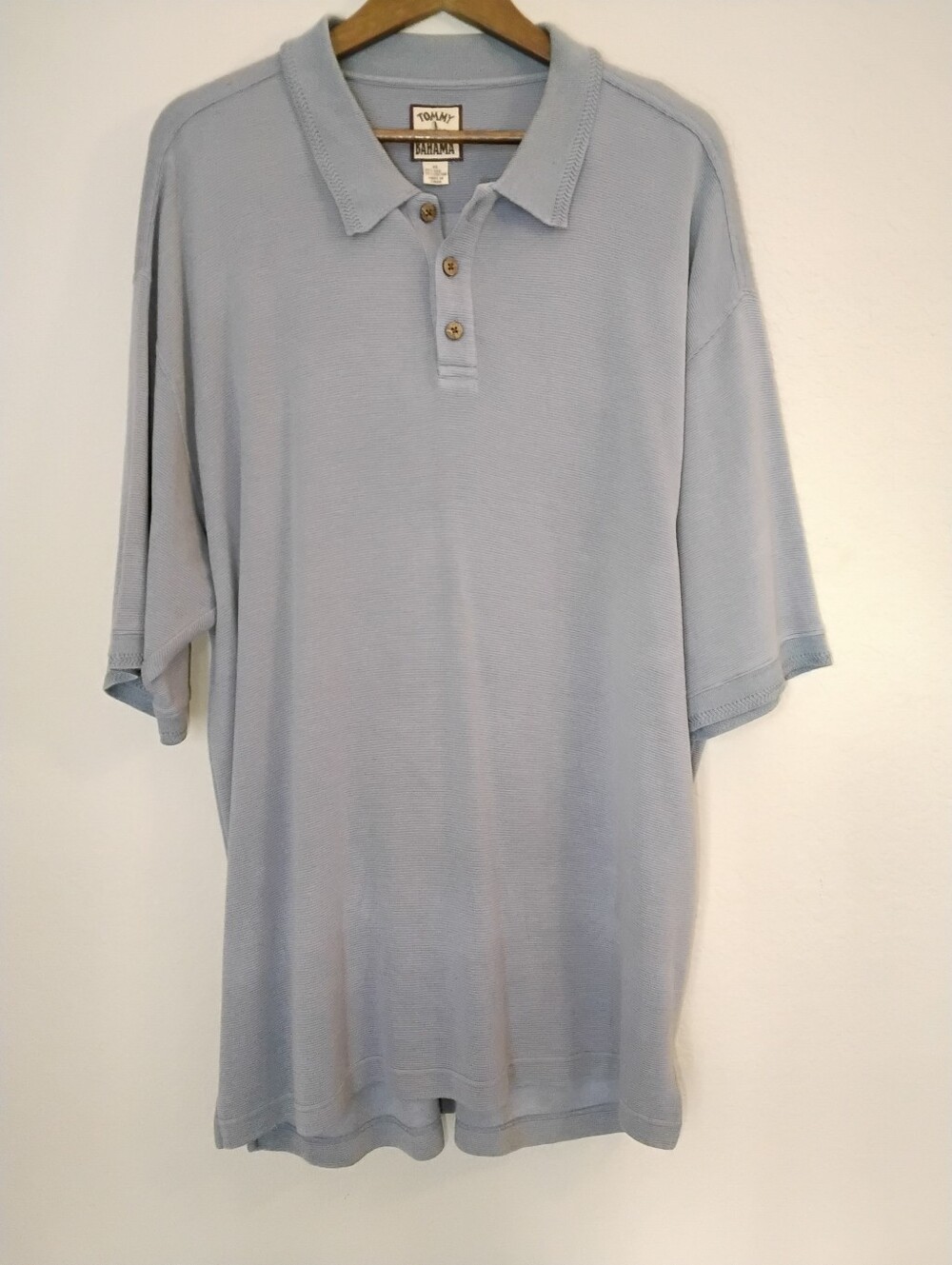 Vintage Tommy Bahama Silk Polo Shirt Mens Size XL Grey Ribbed Quiet Luxury
